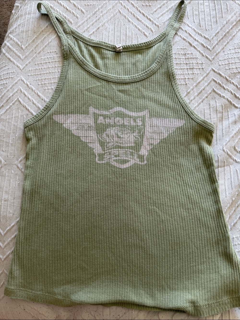 vintage SPELL 'ANGELS' khaki ribbed tank top